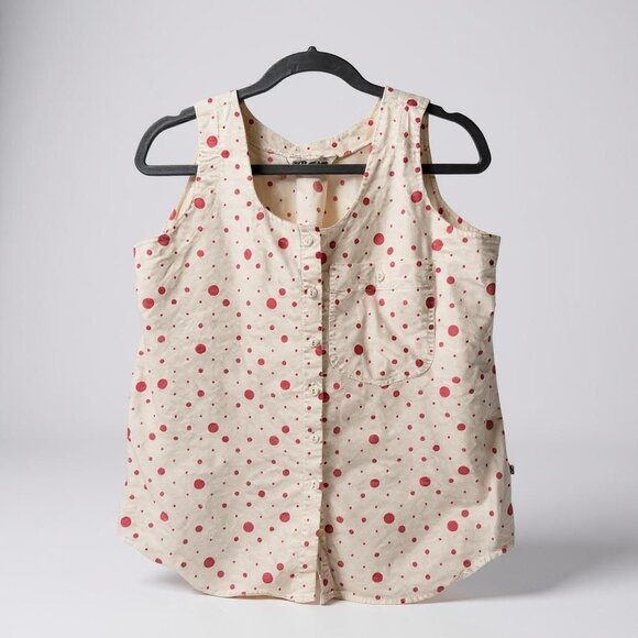 Vintage‎ Mervyn's white and pink polka dot tank blouse M - Picture 2 of 6